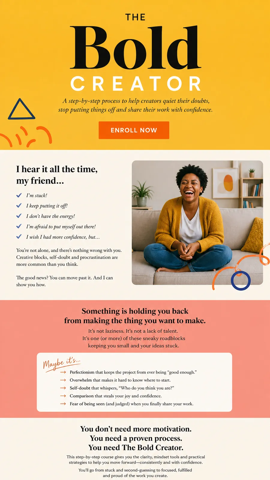 Example sales page for The Bold Creator (fictional)
