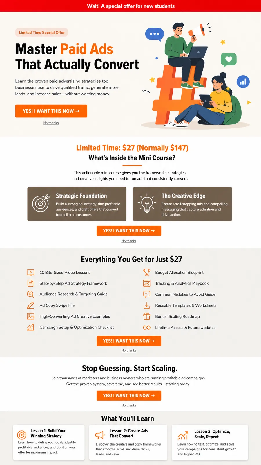 Example sales page for Paid Ads That Actually Convert (fictional)
